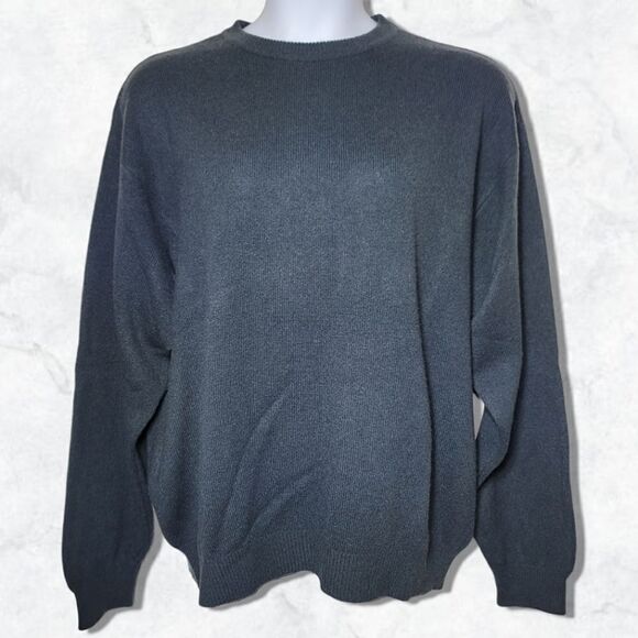 Studio GA Wool Cashmere Grey Long Sleeve Crew Neck Ribbed Sweater - Picture 2 of 7